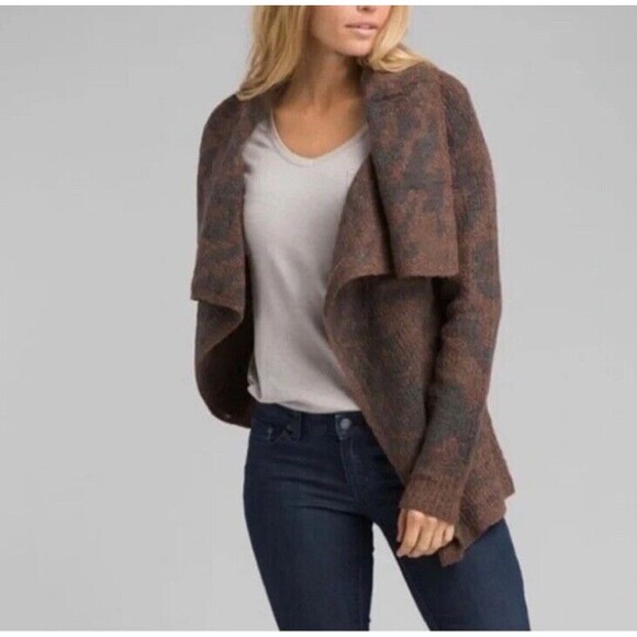 Prana Sweater Womens Medium Weathered‎ Wood Alberta Reversible Open Cardigan - Picture 1 of 13